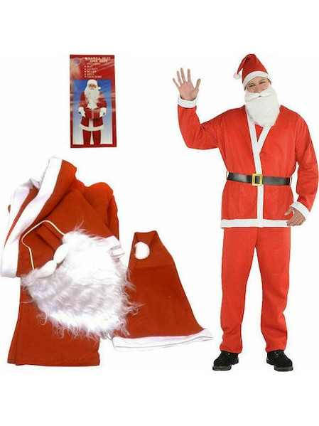 Χριστουγεννιάτικη Στολή Άγιος Βασίλης Κόκκινη Υ:180cm One Size 93-2587 1132607