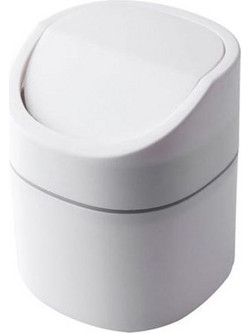 Household Mini Desktop Trash Can Covered Debris Storage Cleaning Cylinder Box, Style:Flip Lip(White) (OEM)