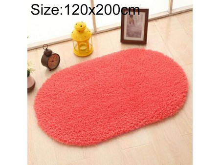 Faux Fur Rug Anti-slip Solid Bath Carpet Kids Room Door Mats Oval Bedroom Living Room Rugs, Size:120x200cm(Rose Red) (OEM)