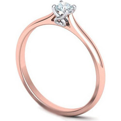 Μονόπετρo δαχτυλίδι ροζ χρυσό με λευκόχρυσο καστόνι Κ18 με διαμάντι μπριγιάν 0.11ct