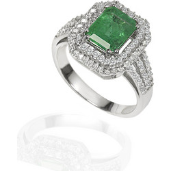 18ct White Gold Ring with Emerald 1,91ct and Diamonds 0,61ct A0124-005