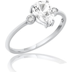 Μονόπετρο Δακτυλίδι σε Λευκόχρυσο κ18 Sapphire 1.4 Diamanti 0.08 N54