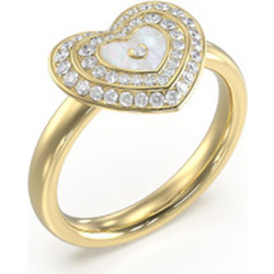 Guess Γυναικείο Δαχτυλίδι Καρδιά από Ατσάλι Επιχρυσωμένο με Ζιργκόν UBR04034JWYG