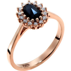 Δαχτυλίδι Ροζ Χρυσός Κ18 με Μαύρο Διαμάντι & Λευκά Διαμάντια (P-55591) / Ροζ Χρυσό K18
