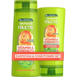 Garnier Bundle Fructis Vitamin & Strength Σαμπουάν Ενδυνάμωσης Μαλλιών με Σαγκουίνι 400ml + Conditioner Κρέμα Μαλλιών 200ml