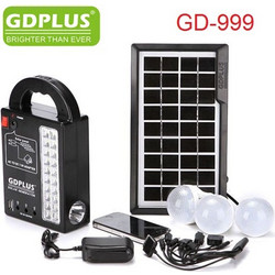 Ηλιακό σύστημα φωτισμού με φακό, 3 λάμπες LED και πλεξούδα φόρτισης USB GD-999 GDPLUS