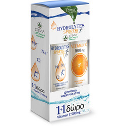 Power Health Hydrolytes Sports Stevia 20s + Vitamin C 500mg 20 Αναβράζοντα Δισκία