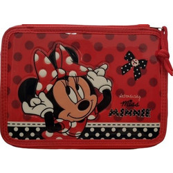 Disney Minnie Mouse Κασετίνα Κόκκινη 2 Φερμουάρ Γεμάτη