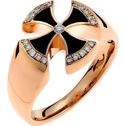Δαχτυλίδι Σταυρός Ροζ Χρυσός Κ18 με Διαμάντια (P-63261) / Ροζ Χρυσό K18