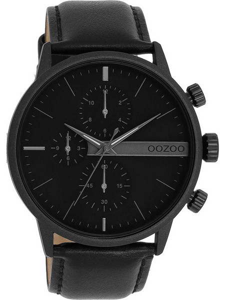 OOZOO Timepieces - C11224, Black case with Black Leather Strap