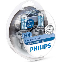 Philips H4 White Vision Ultra Αλογόνου 12V 60/55W 2τμχ