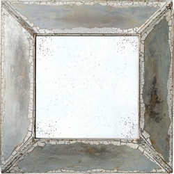 Κρακελέ-Καθρέφτης τοίχου τετράγωνος Ασημί Μέταλλο 81x8x81cm