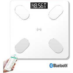 Γυάλινη Ψηφιακή Ζυγαριά Bluetooth για Μέτρηση Βάρους & Λιπομετρητή Σώματος Έως 180kg - Λευκή