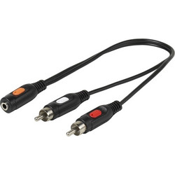 VIVANCO AUDIO ADAPTER Y CABLE 0.2m 2X RCA TO 3.5mm JACK SOCKET black