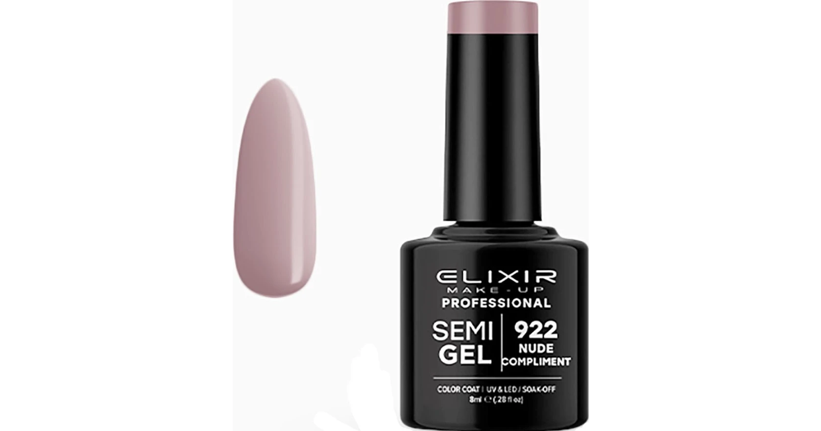 Elixir Semigel 922 Nude Compliment Ημιμόνιμο Βερνίκι Νυχιών 8ml