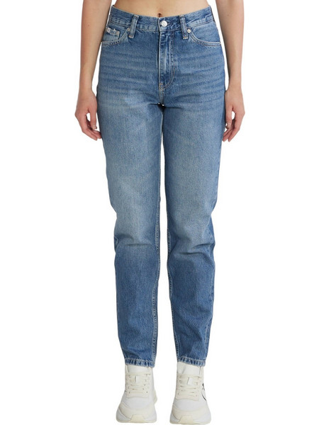 Calvin Klein Ψηλόμεσο Γυναικείο Τζιν Παντελόνι Mom Fit Εφαρμογή Μπλε J20J221843-1A4