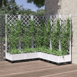 Ζαρντινιέρα Κήπου με Καφασωτό Λευκή 120x120x121,5 εκ. Πολυπροπ