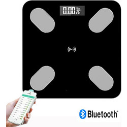 Γυάλινη Ψηφιακή Ζυγαριά Bluetooth για Μέτρηση Βάρους & Λιπομετρητή Σώματος Έως 180kg - Μαύρη