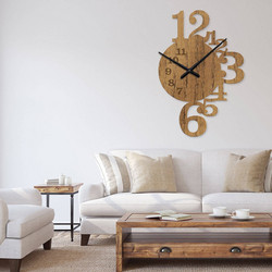 Ρολόι τοίχου εσωτερικού χώρου ξύλινο clock3 - Clock3-Καστανιά, 0,60cmx0,60cm