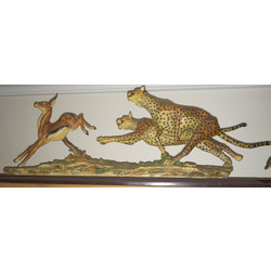 Louis Paul Jonas Studios composition sculpture of a cheetah chasing a Grant's gazelle, signed