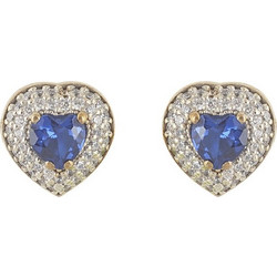 Χρυσά σκουλαρίκια ροζέτα με μπλε πέτρα EAXR27637G 14 Καρατίων
