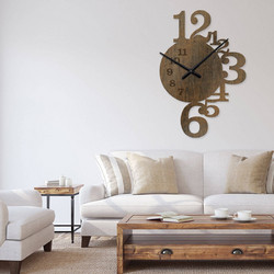 Ρολόι τοίχου εσωτερικού χώρου ξύλινο clock3 - Clock3-Καρυδιά, 0,60cmx0,60cm