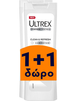 Ultrex Clean & Refresh Σαμπουάν κατά της Πιτυρίδας για Ξηρά Μαλλιά 2x360ml