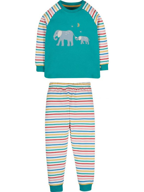 Frugi ''Elephants'' Παιδική Πιτζάμα Βαμβακερή Χειμωνιάτικη Τιρκουάζ PJS110JWE