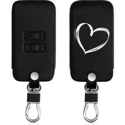 KW PU Leather Θήκη Κλειδιού Renault - 4 Κουμπιά - Keyless Go - Brushed Heart / White / Black (44637.43) 44637.43