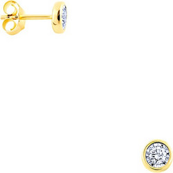 Χρυσά σκουλαρίκια Κ14 με μπριγιάν, BOI10123