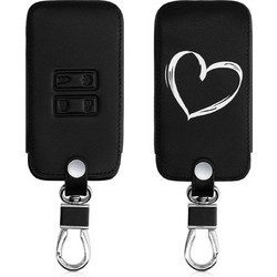 KW PU Leather Θήκη Κλειδιού Renault - 4 Κουμπιά - Keyless Go - Brushed Heart / White / Black (44637.43)