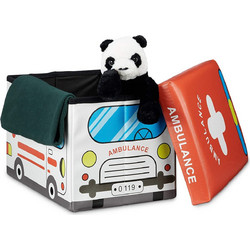 Relaxdays Πτυσσόμενο Παιδικό Σκαμπό / Κουτί με Αποθηκευτικό Χώρο για Παιχνίδια - Ambulance (10020376_547) 10020376_547
