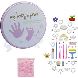 Αναμνηστικό Αποτύπωμα DIY Baby Handprint + Footprint με Αξεσουάρ για Κορίτσια Ροζ
