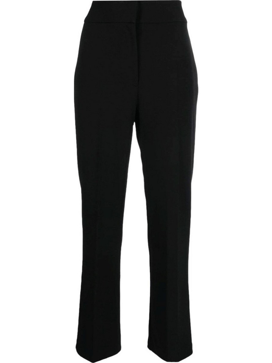 DKNY Ψηλόμεσο Υφασμάτινο Γυναικείο Παντελόνι Κανονική Εφαρμογή Μαύρο P2RLAO19-BLK
