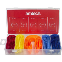 Δεματικά - Ιμάντες Περιτυλίγματος 5 Χρώματα Velcro (Χριτς Χρατς) Am-Tech S6207 Σετ 50 τεμαχίων