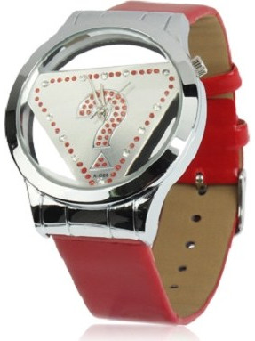 Stylish Question Mark Style Quartz Wrist Watch Wristwatch with Leather Band (Red) (OEM)