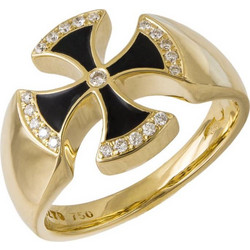 Χρυσό σεβαλιέ δαχτυλίδι Κ18 σταυρουδάκι της Μάλτας 044015 044015 Χρυσός 18 Καράτια