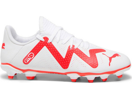Puma Future Play FG/AG 107388-01 Παιδικά Ποδοσφαιρικά Παπούτσια με Τάπες Λευκά Κόκκινα