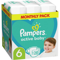 Pampers Active Baby Monthly Pack Πάνες No6 13-18kg 128τμχ