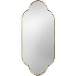 Μεταλλικός επιτοίχιος καθρέπτης με οβάλ σχήμα και χρυσό φινίρισμα 53x122 εκ