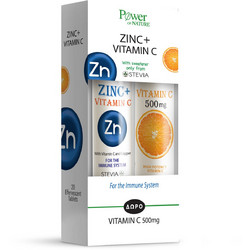 Power Health Zinc & Vitamin C Stevia 20s + Vitamin C 500mg 20 Αναβράζοντα Δισκία