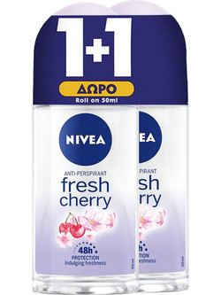 Nivea Fresh Cherry Anti-Perspirant Γυναικείο Αποσμητικό Roll On 48h 2x50ml