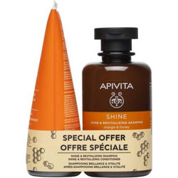 Apivita Shine + Revitalizing Shampoo 250 ml + Conditioner 150 ml Πακέτο με Σαμπουάν και Μαλακτικό με Πορτοκάλι + Μέλι