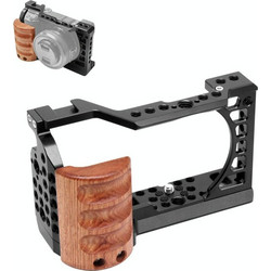 For Sony A6400 / A6300 / A6100 / A6000 PULUZ Wood Handle Metal Camera Cage Stabilizer Rig (OEM)