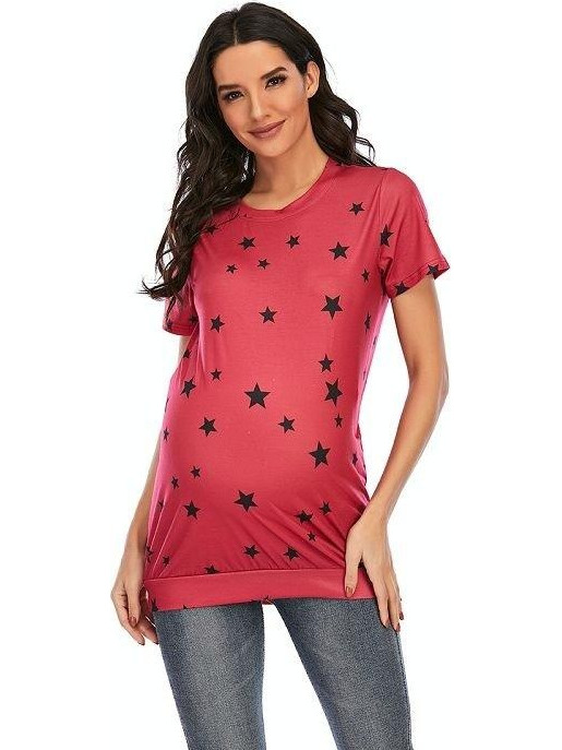 Printed Short-sleeved T-shirt Plus Size Maternity...
