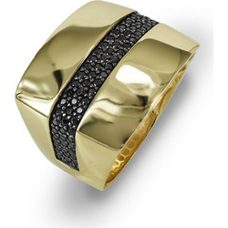 Δαχτυλίδι Φαρδύ Mε Πέτρες Από Κίτρινο Χρυσό Κ14 DX710