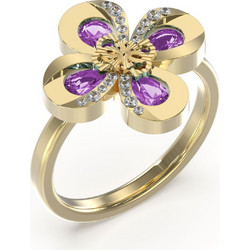 Guess Γυναικείο Δαχτυλίδι Λουλούδι από Ατσάλι Επιχρυσωμένο με Ζιργκόν UBR03061JWYGPR