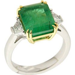 Δαχτυλίδι λευκόχρυσο και χρυσό Κ18 με σμαράγδι και διαμάντια