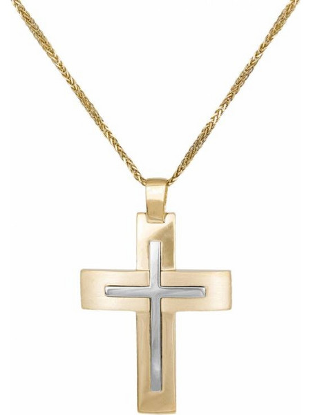 Βαπτιστικοί Σταυροί με Αλυσίδα Ανδρικός δίχρωμος σταυρός με αλυσίδα Κ14 046673C 046673C Ανδρικό Χρυσός 14 Καράτια