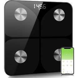 Γυάλινη Ψηφιακή Ζυγαριά Bluetooth για Μέτρηση Βάρους - Λιπομέτρηση με 13 Διαφορετικές Μετρήσεις έως 180kg Μαύρη